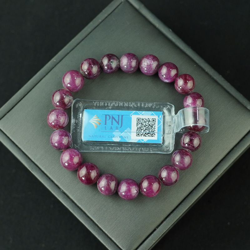 Vòng Ruby Nam Phi đỏ tím 9mm