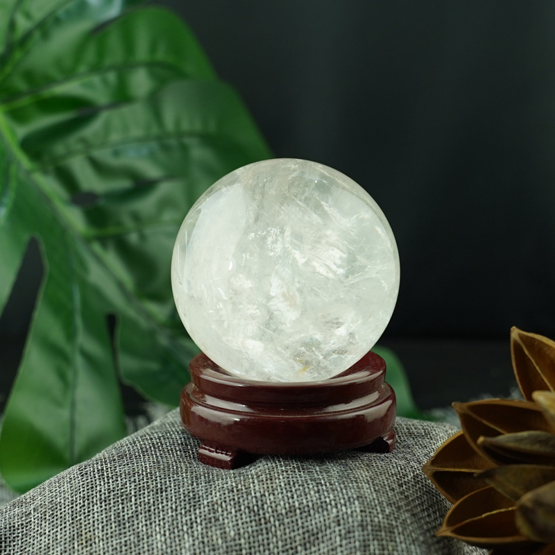 Cầu thạch anh trắng trong vân mây 3A 7cm