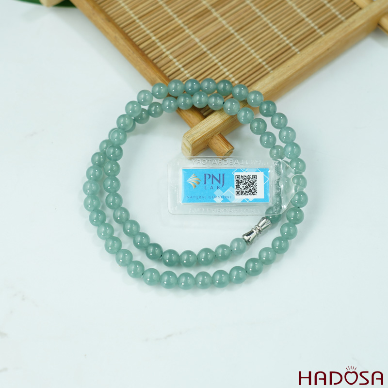 Vòng cổ Cẩm Thạch A Xanh Ngọc 6mm