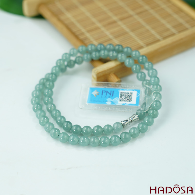 Vòng cổ Cẩm Thạch A Xanh Ngọc 6mm