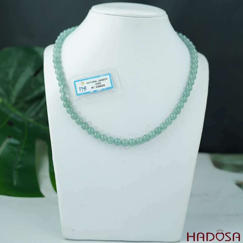 Vòng cổ Cẩm Thạch A Xanh Ngọc 6mm