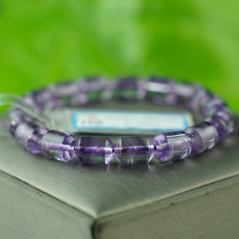 Vòng đá Thạch anh tím hạt trụ 10x8mm chuẩn 5A