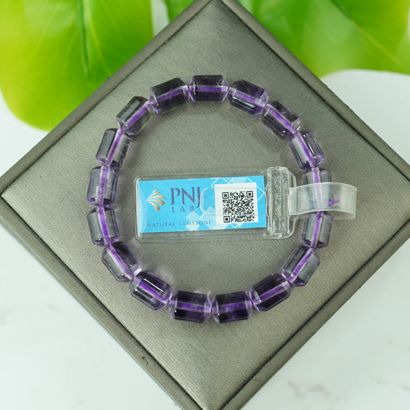 Vòng đá Thạch anh tím hạt trụ 10x8mm chuẩn 5A