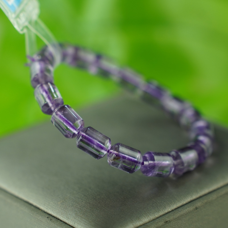 Vòng đá Thạch anh tím hạt trụ 10x8mm chuẩn 5A