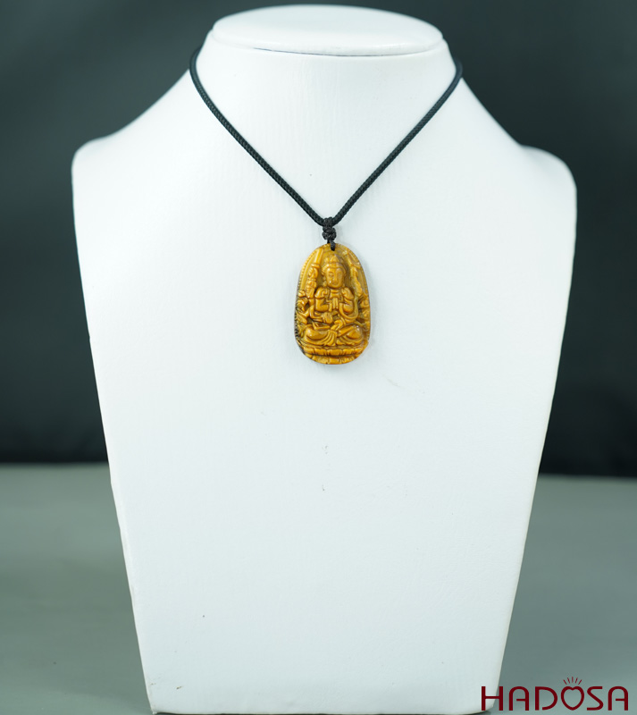 Mặt đá Mắt Hổ vàng nâu Thiên Thủ Thiên Nhãn (Tý) 36*24*8mm