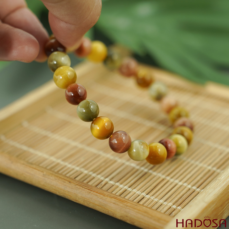 Vòng đá Mắt Hổ Tam Tài 8mm chuẩn 6A