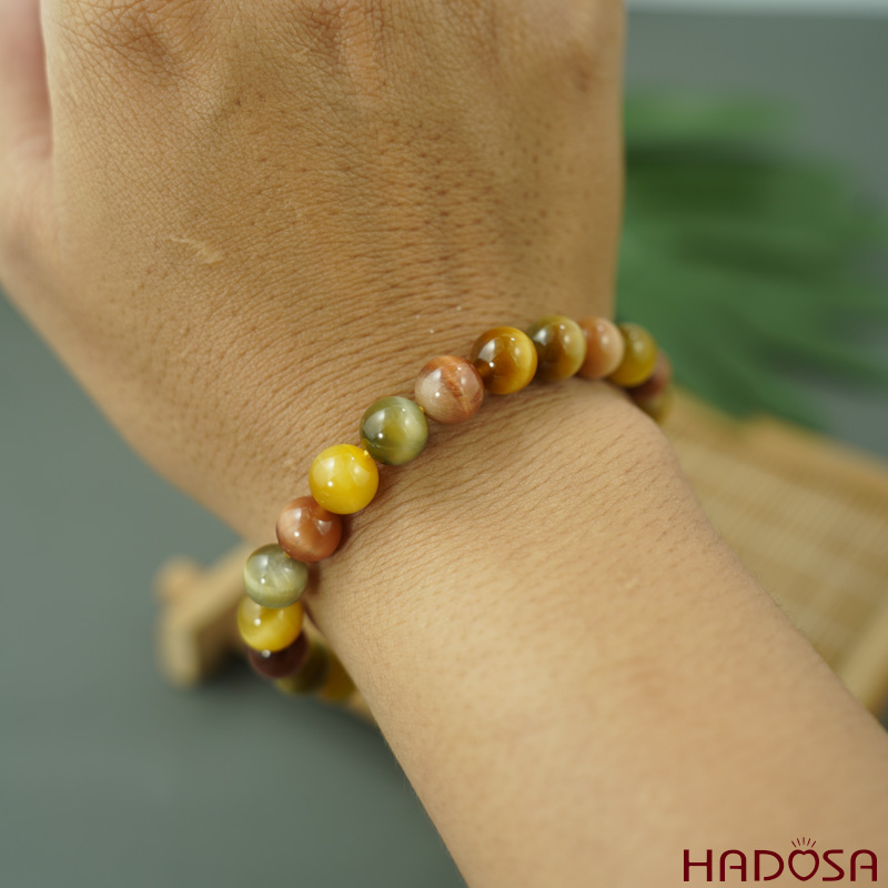 Vòng đá Mắt Hổ Tam Tài 8mm chuẩn 6A