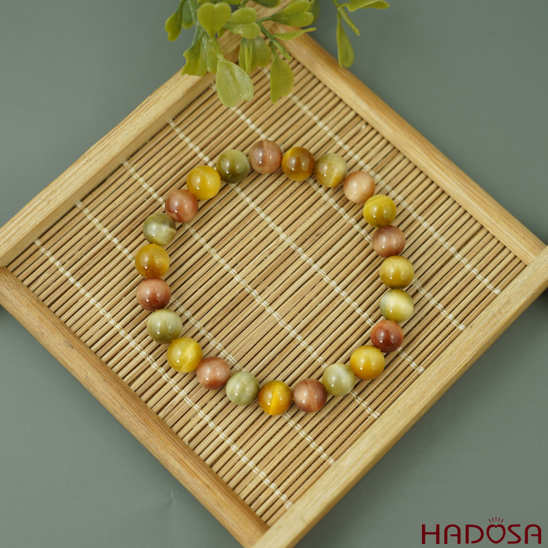 Vòng đá Mắt Hổ Tam Tài 8mm chuẩn 6A