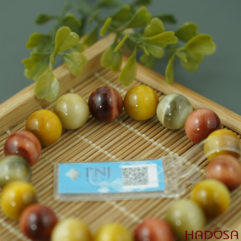 Vòng đá Mắt Hổ Tam Tài 12mm chuẩn 6A