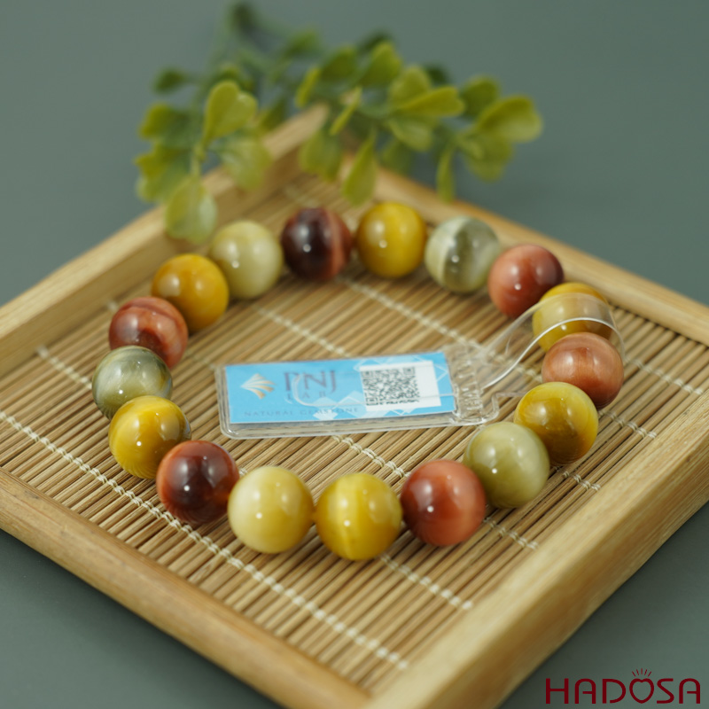 Vòng đá Mắt Hổ Tam Tài 12mm chuẩn 6A