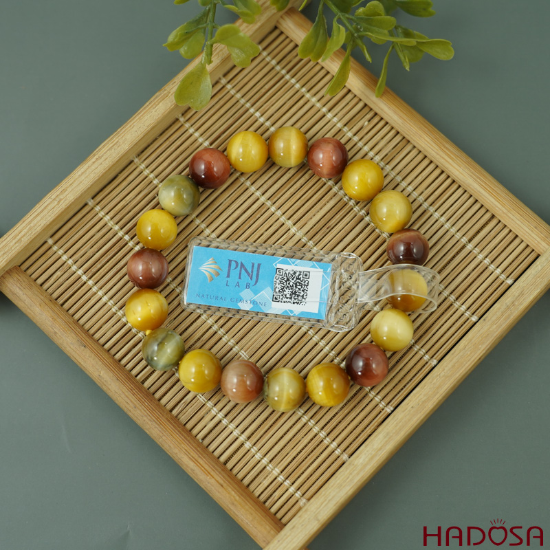 Vòng đá Mắt Hổ Tam Tài 10mm chuẩn 6A