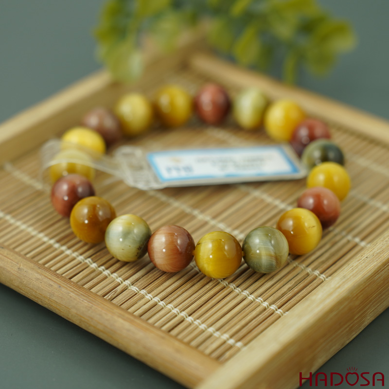 Vòng đá Mắt Hổ Tam Tài 10mm chuẩn 6A