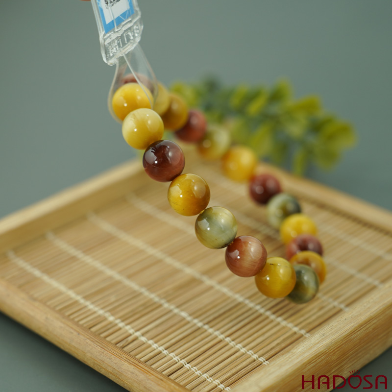 Vòng đá Mắt Hổ Tam Tài 10mm chuẩn 6A