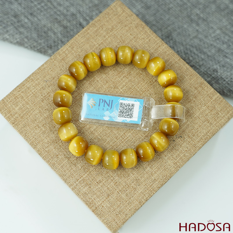 Vòng đá mắt hổ vàng tâm hạt đốt 12 ly chuẩn 6A