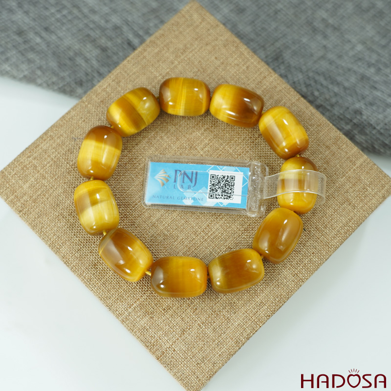 Vòng đá Mắt Hổ vàng lu thống 13*18 chuẩn 6A