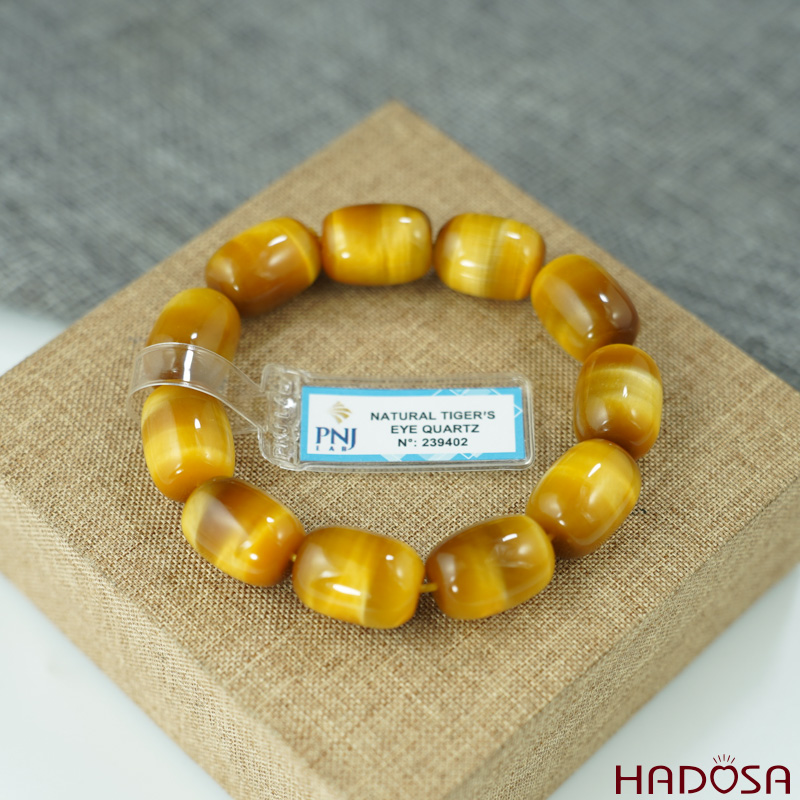 Vòng đá Mắt Hổ vàng lu thống 13*18 chuẩn 6A