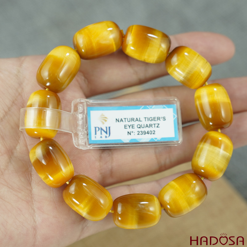 Vòng đá Mắt Hổ vàng lu thống 13*18 chuẩn 6A