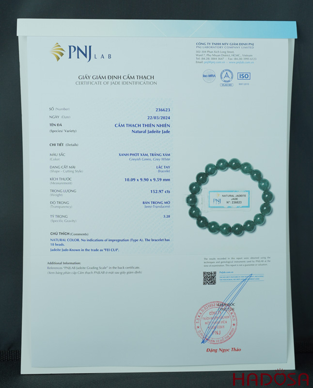 Vòng tay Cẩm Thạch A Xanh Ngọc 10mm