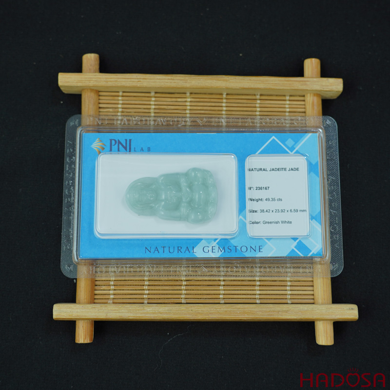 Phật Quan Âm Cẩm Thạch A Xanh Lý Môn 38x22mm