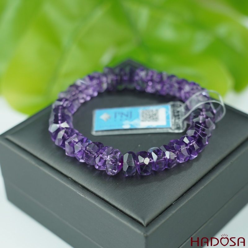 Vòng Thạch anh tím bánh xe mài giác 10mm chuẩn 7A