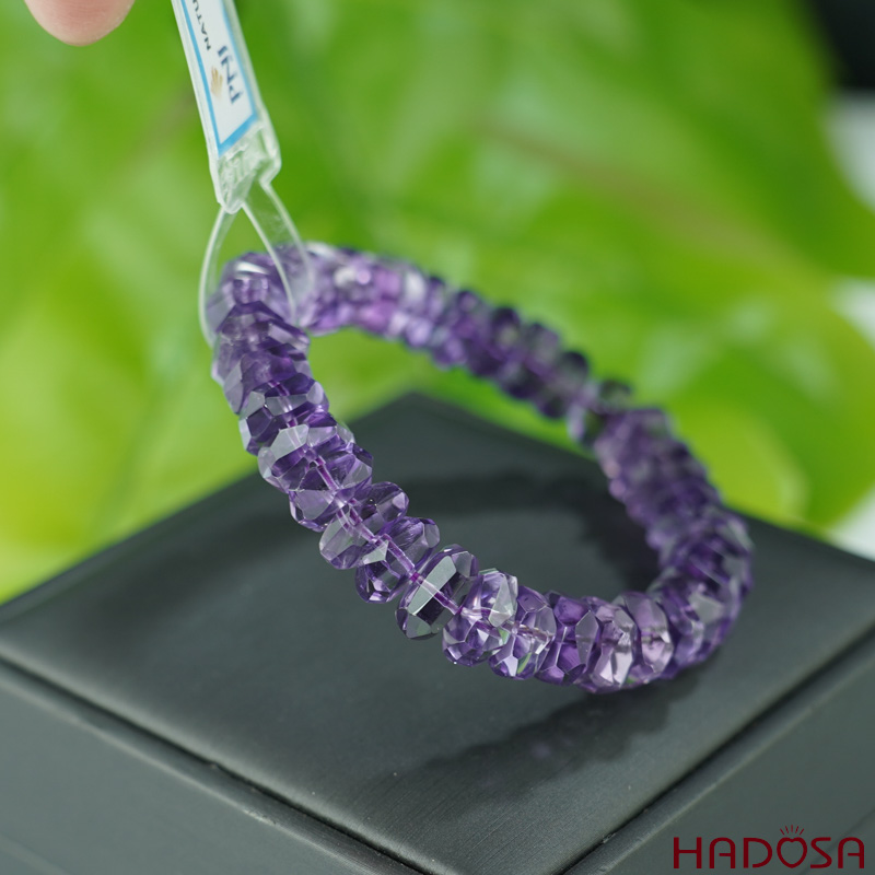 Vòng Thạch anh tím bánh xe mài giác 10mm chuẩn 7A
