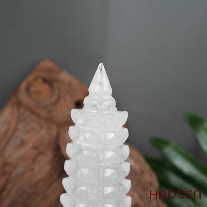 Tháp văn Xương Thạch anh trắng 13cm 370gr