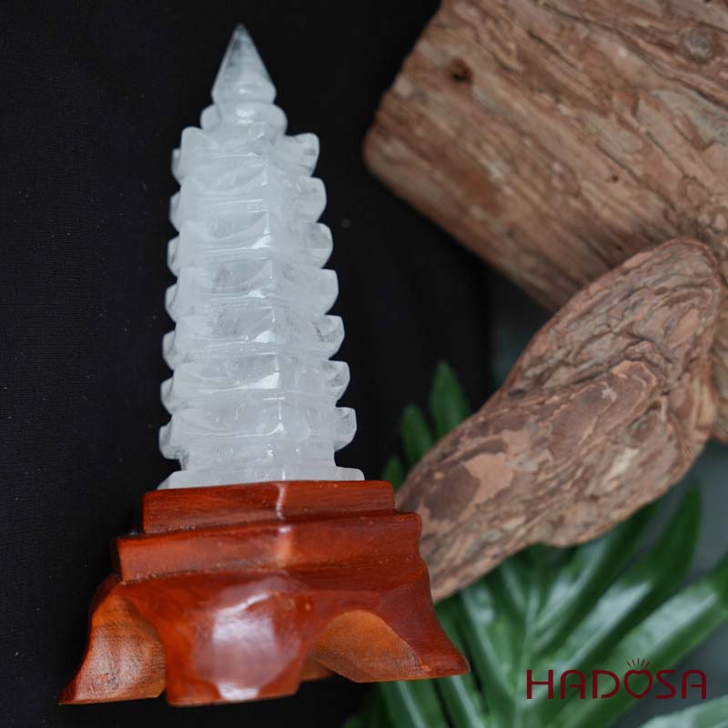 Tháp văn Xương Thạch anh trắng 13cm 370gr