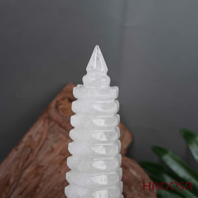 Tháp văn Xương Thạch anh trắng 17cm 590gr