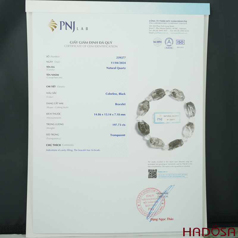 Vòng thạch anh tóc đen mài giác 14mm