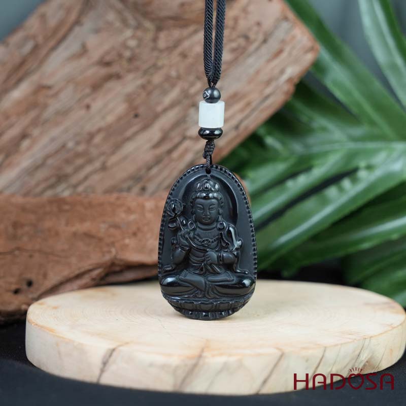 Mặt đá Obsidian Phật Đại Thế Chí Bồ Tát (Ngọ) 54mm