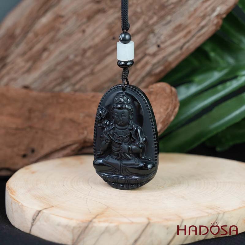 Mặt đá Obsidian Phật Đại Thế Chí Bồ Tát (Ngọ) 54mm