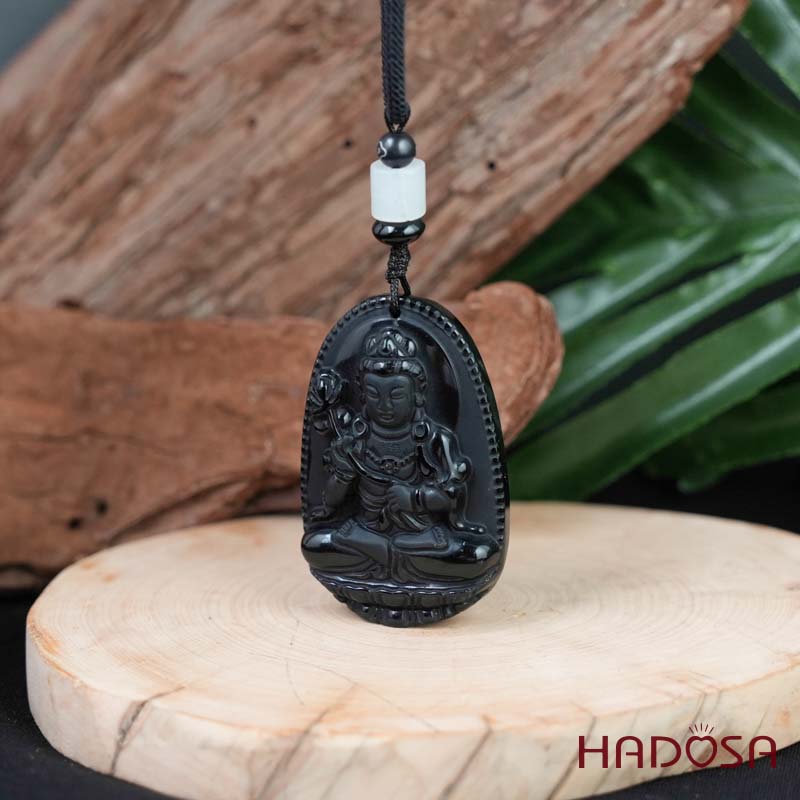 Mặt đá Obsidian Phật Đại Thế Chí Bồ Tát (Ngọ) 54mm