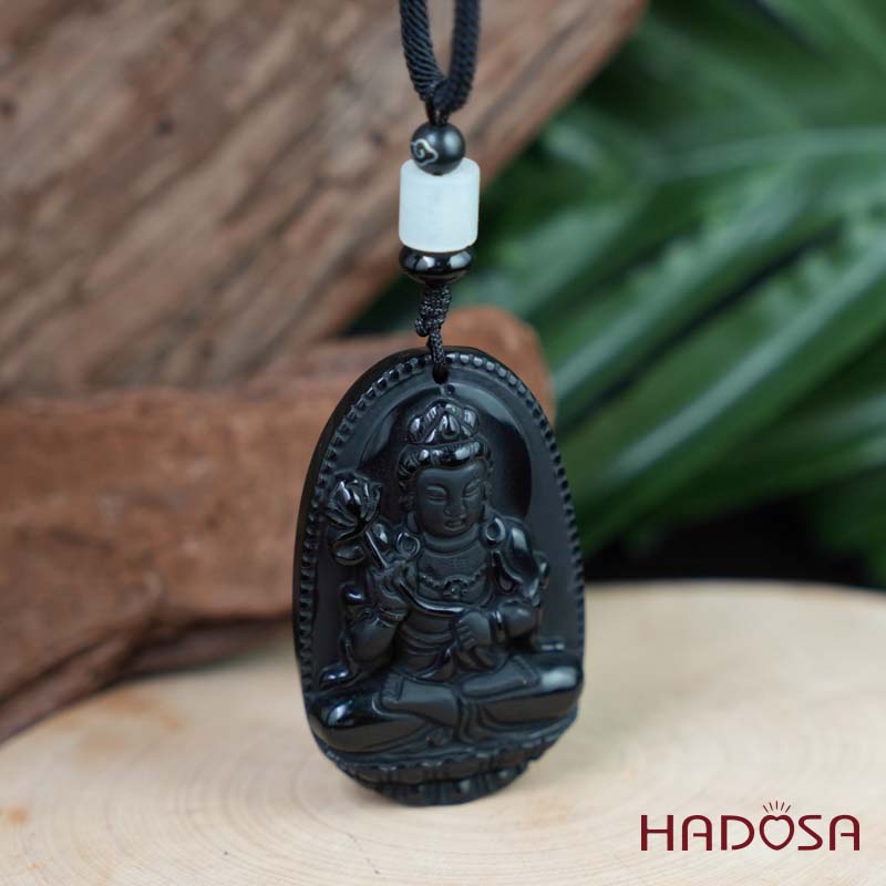 Mặt đá Obsidian Phật Đại Thế Chí Bồ Tát (Ngọ) 54mm