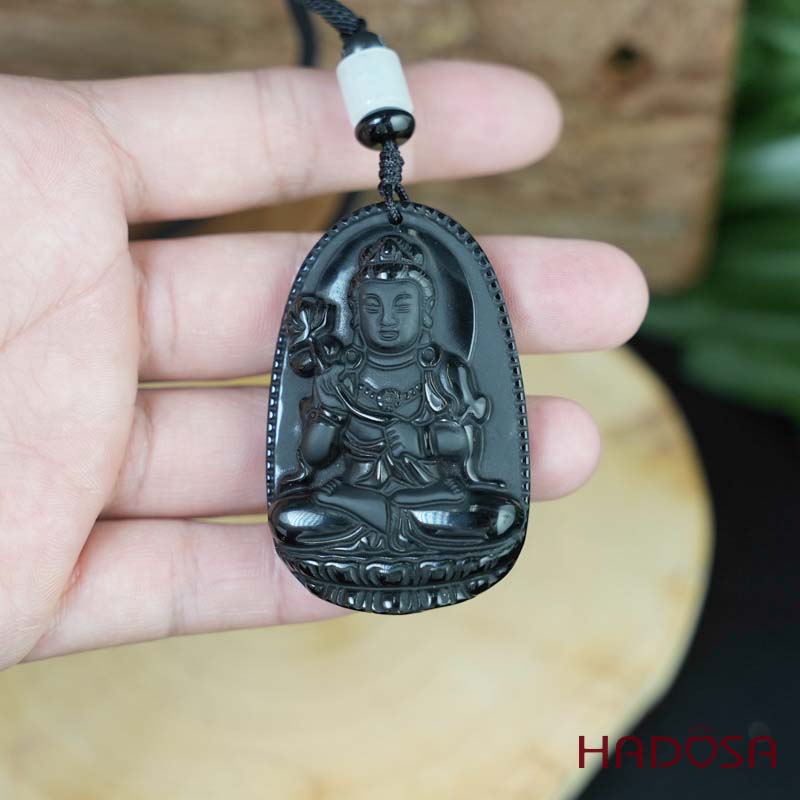 Mặt đá Obsidian Phật Đại Thế Chí Bồ Tát (Ngọ) 54mm