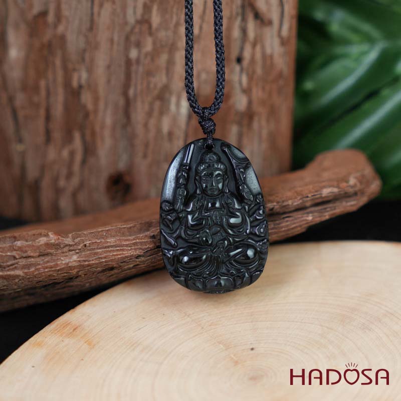 Đá thuỷ tinh núi lửa Phật Thiên Thủ Thiên Nhãn (Tý) 38mm