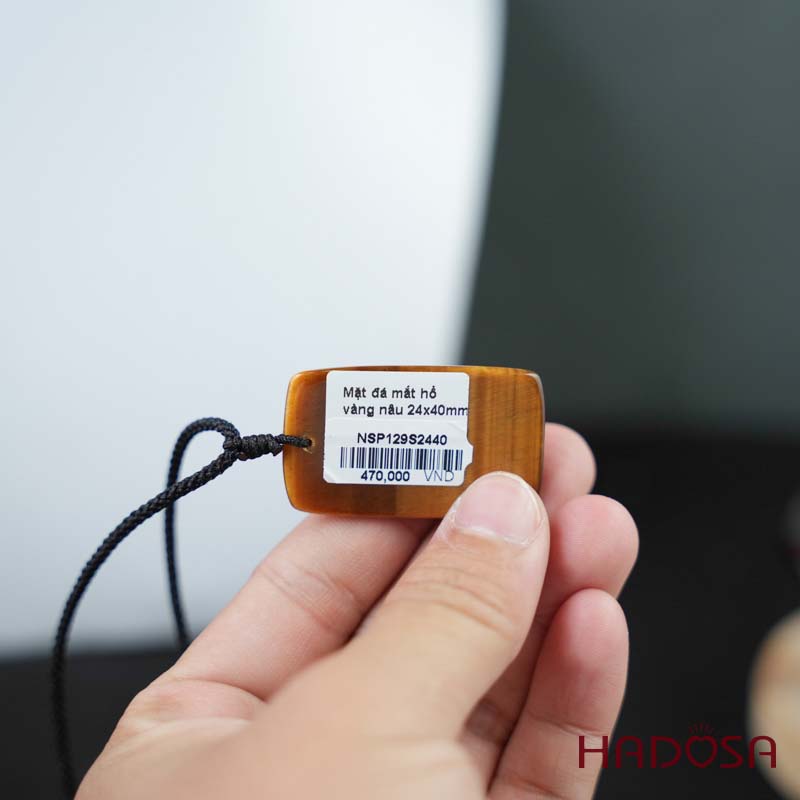 Mặt đá mắt hổ vàng nâu 24x40mm