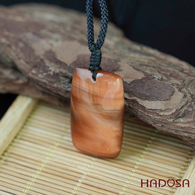 Mặt dây chuyền mắt hổ cam đỏ chuẩn 6A 32x19mm