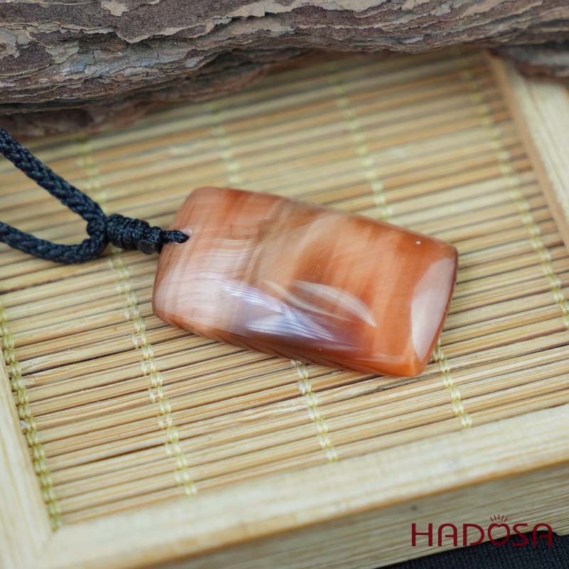 Mặt dây chuyền mắt hổ cam đỏ chuẩn 6A 32x19mm