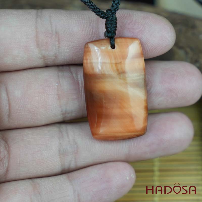 Mặt dây chuyền mắt hổ cam đỏ chuẩn 6A 32x19mm