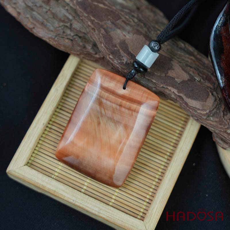 Mặt dây chuyền mắt hổ cam đỏ chuẩn 6A 51x38mm