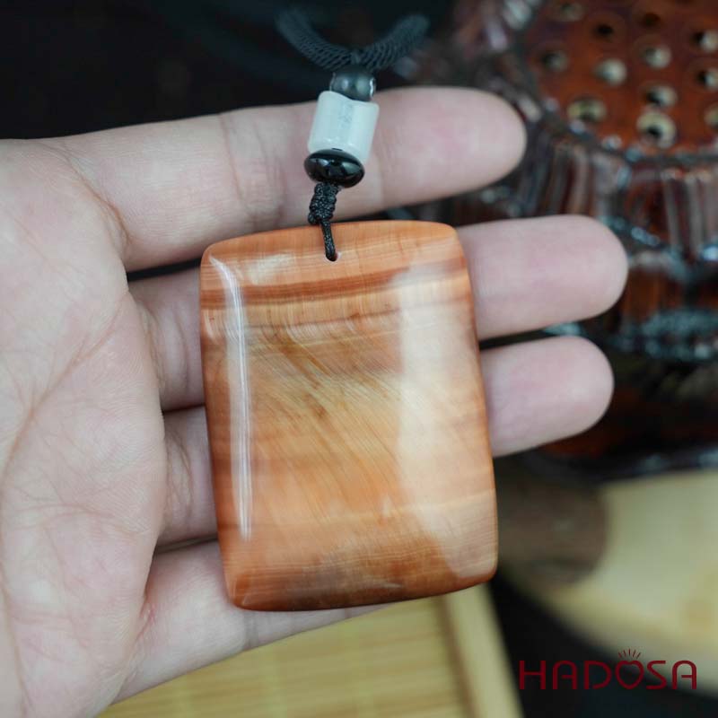 Mặt dây chuyền mắt hổ cam đỏ chuẩn 6A 51x38mm