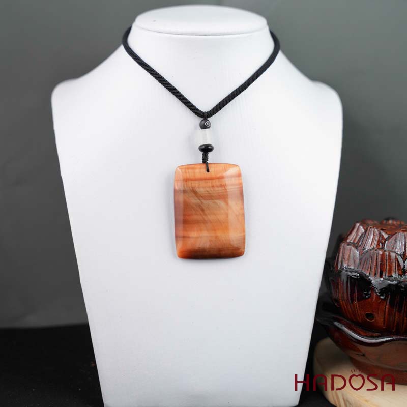 Mặt dây chuyền mắt hổ cam đỏ chuẩn 6A 51x38mm