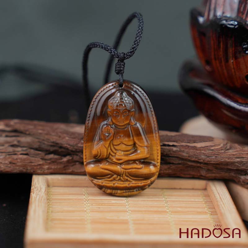 Mặt đá Mắt Hổ vàng nâu Adida (Tuất, Hợi) 44x29x11mm