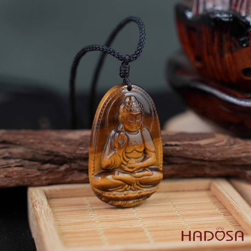 Mặt đá Mắt Hổ vàng nâu Adida (Tuất, Hợi) 44x29x11mm