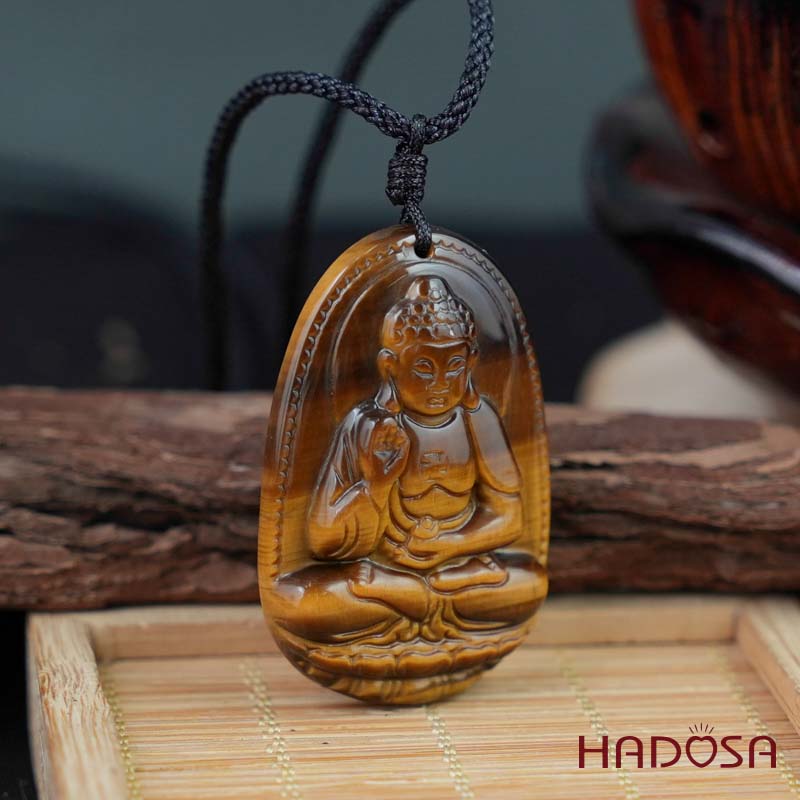 Mặt đá Mắt Hổ vàng nâu Adida (Tuất, Hợi) 44x29x11mm