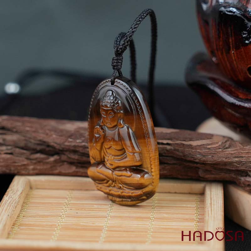 Mặt đá Mắt Hổ vàng nâu Adida (Tuất, Hợi) 44x29x11mm