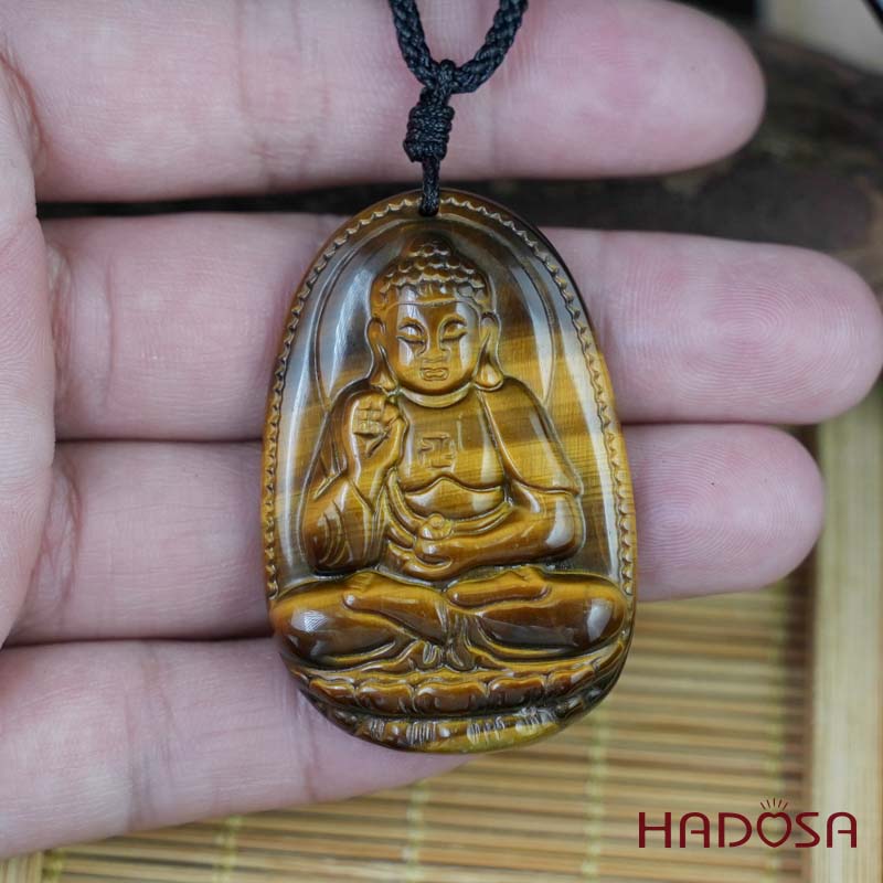 Mặt đá Mắt Hổ vàng nâu Adida (Tuất, Hợi) 44x29x11mm