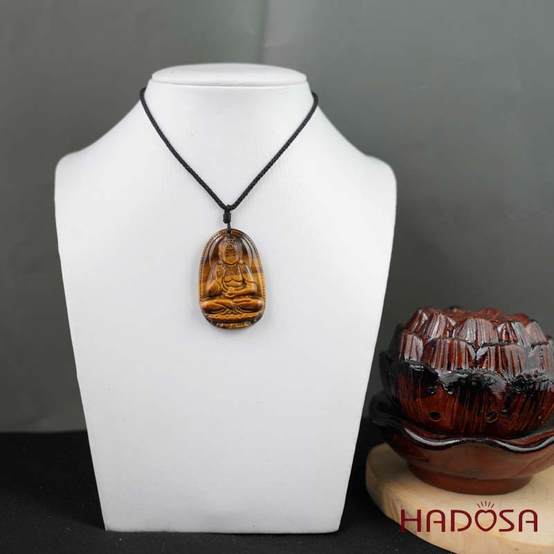 Mặt đá Mắt Hổ vàng nâu Adida (Tuất, Hợi) 44x29x11mm