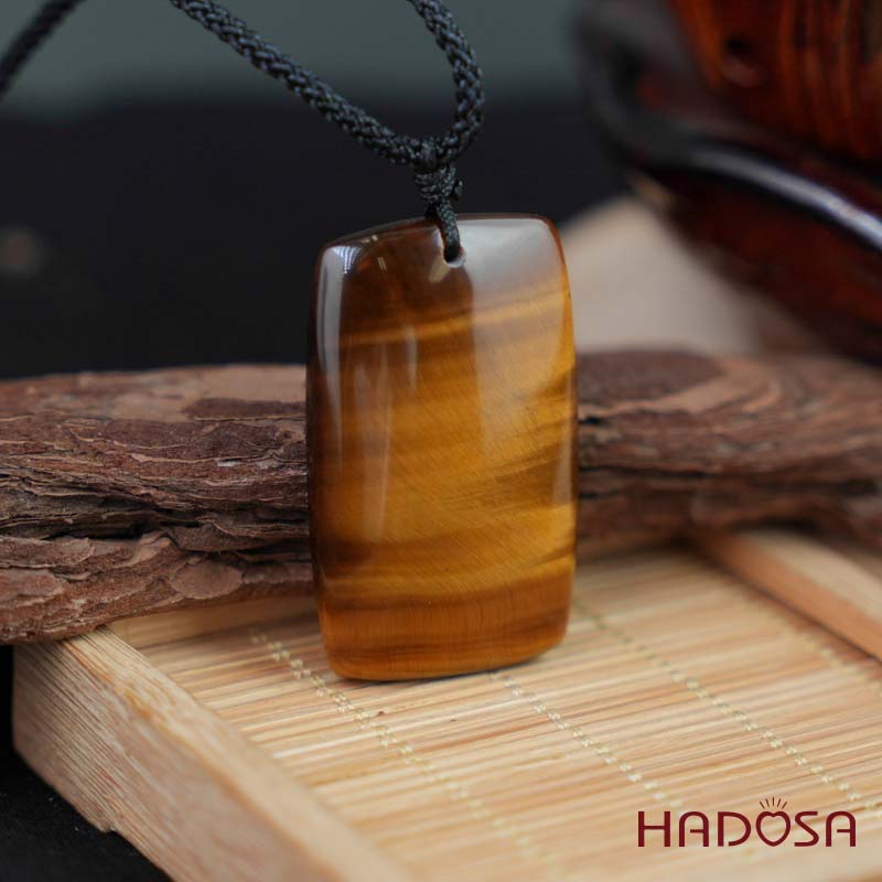 Mắt dây chuyền mắt hổ vàng nâu 28x46mm