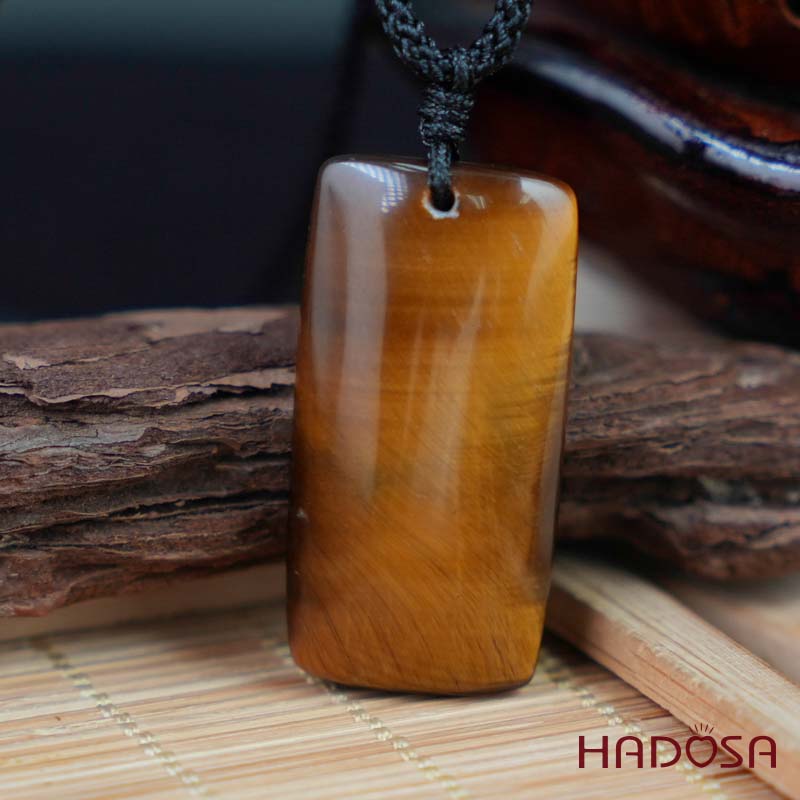 Mặt dây chuyền mắt hổ vàng nâu 18x35mm